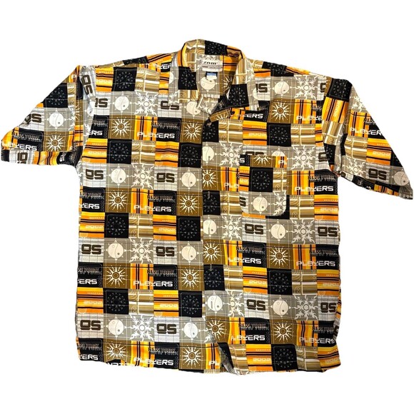 ZAM 2000 Shirt 2XL Button Up Retro Y2K Graphic New York Players Bold Print - Picture 2 of 6
